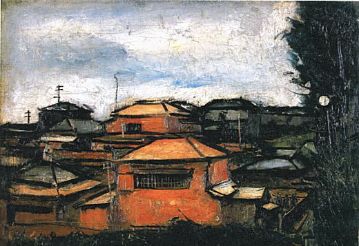 佐伯祐三「下落合風景」曾宮さんの前1926.jpg